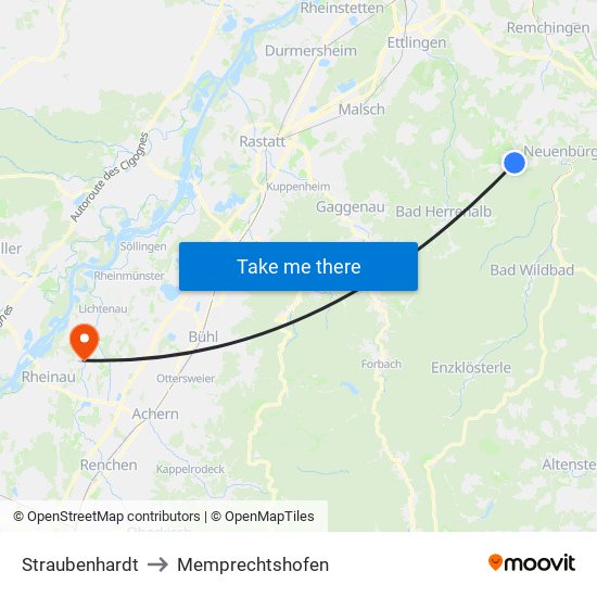 Straubenhardt to Memprechtshofen map