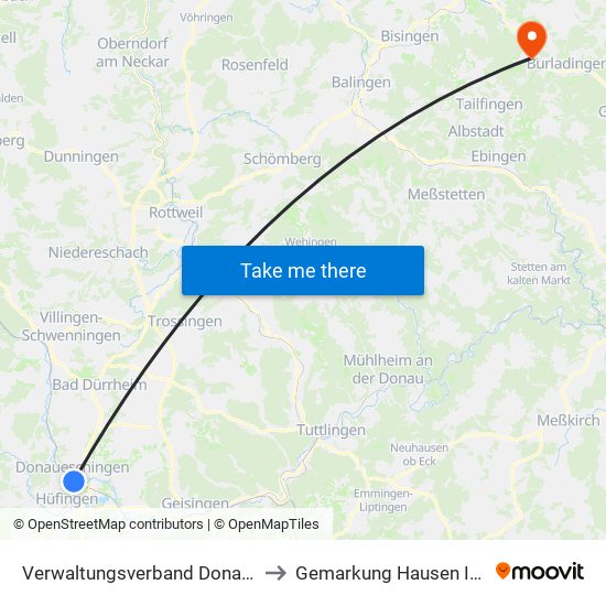 Verwaltungsverband Donaueschingen to Gemarkung Hausen Im Killertal map
