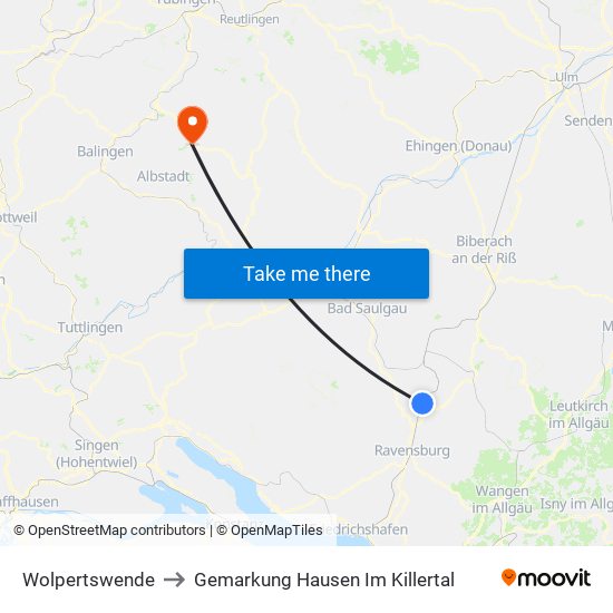 Wolpertswende to Gemarkung Hausen Im Killertal map