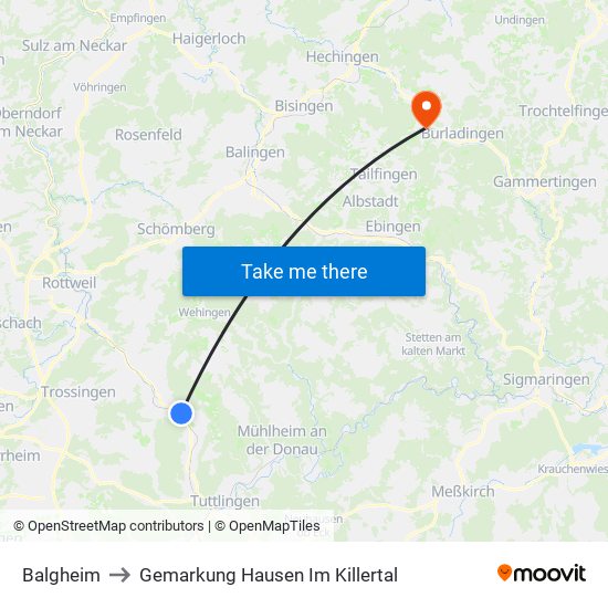 Balgheim to Gemarkung Hausen Im Killertal map