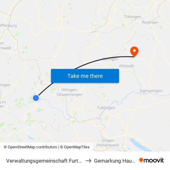 Verwaltungsgemeinschaft Furtwangen Im Schwarzwald to Gemarkung Hausen Im Killertal map