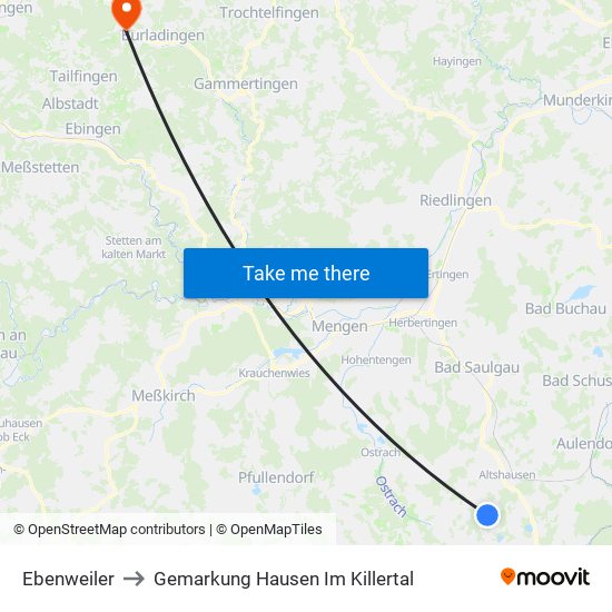 Ebenweiler to Gemarkung Hausen Im Killertal map
