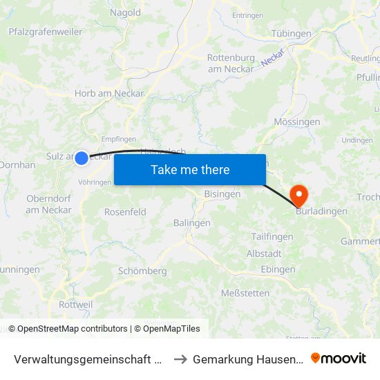 Verwaltungsgemeinschaft Sulz am Neckar to Gemarkung Hausen Im Killertal map