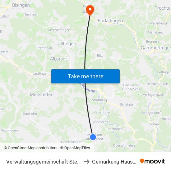Verwaltungsgemeinschaft Stetten am Kalten Markt to Gemarkung Hausen Im Killertal map