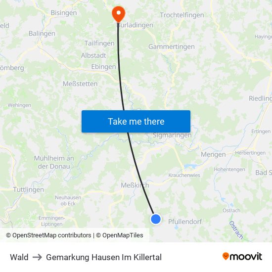 Wald to Gemarkung Hausen Im Killertal map