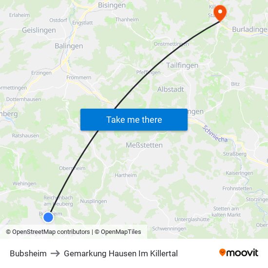 Bubsheim to Gemarkung Hausen Im Killertal map