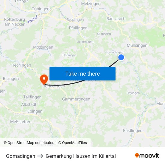 Gomadingen to Gemarkung Hausen Im Killertal map