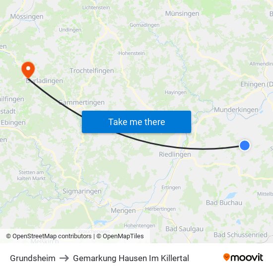 Grundsheim to Gemarkung Hausen Im Killertal map