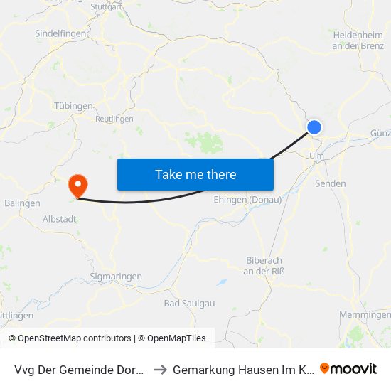 Vvg Der Gemeinde Dornstadt to Gemarkung Hausen Im Killertal map