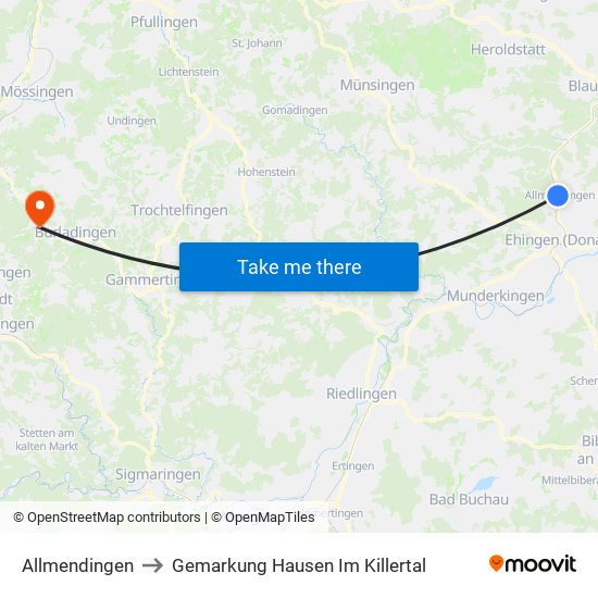 Allmendingen to Gemarkung Hausen Im Killertal map