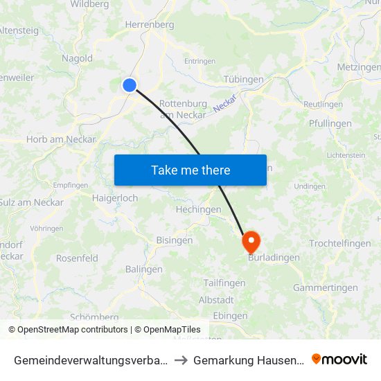 Gemeindeverwaltungsverband Oberes Gäu to Gemarkung Hausen Im Killertal map