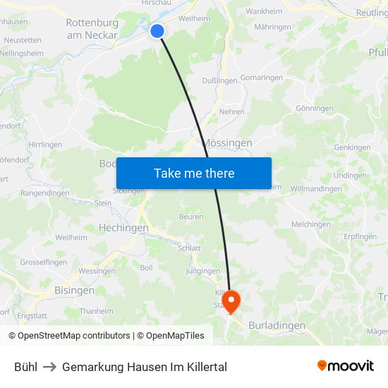Bühl to Gemarkung Hausen Im Killertal map