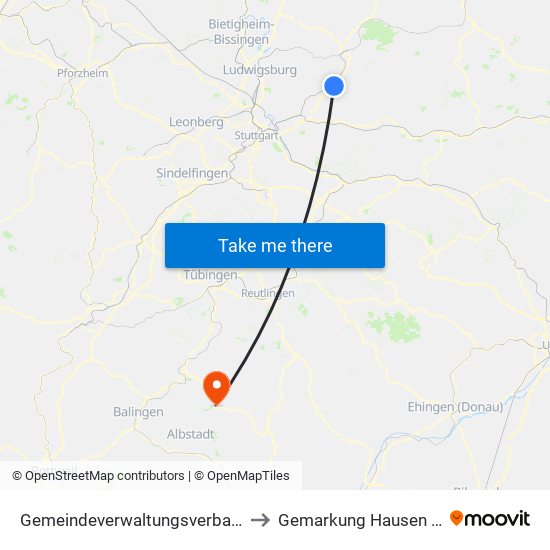 Gemeindeverwaltungsverband Winnenden to Gemarkung Hausen Im Killertal map