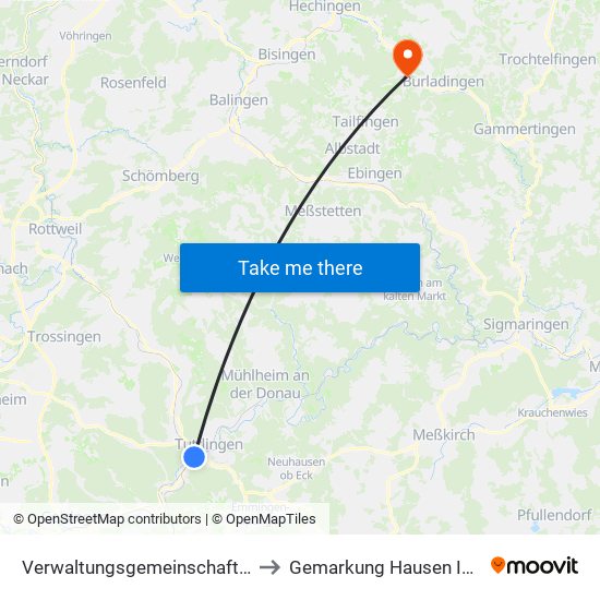 Verwaltungsgemeinschaft Tuttlingen to Gemarkung Hausen Im Killertal map