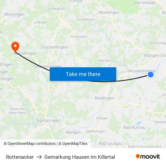 Rottenacker to Gemarkung Hausen Im Killertal map