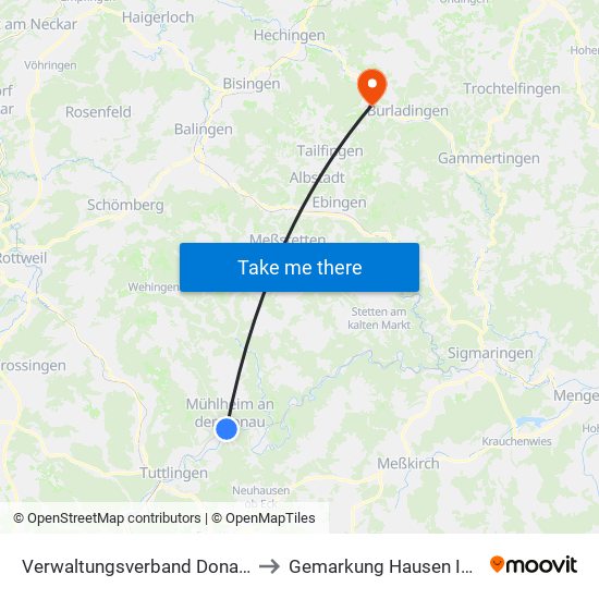 Verwaltungsverband Donau-Heuberg to Gemarkung Hausen Im Killertal map