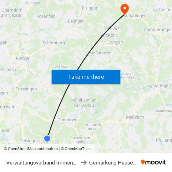 Verwaltungsverband Immendingen-Geisingen to Gemarkung Hausen Im Killertal map