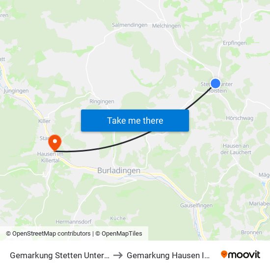 Gemarkung Stetten Unter Holstein to Gemarkung Hausen Im Killertal map