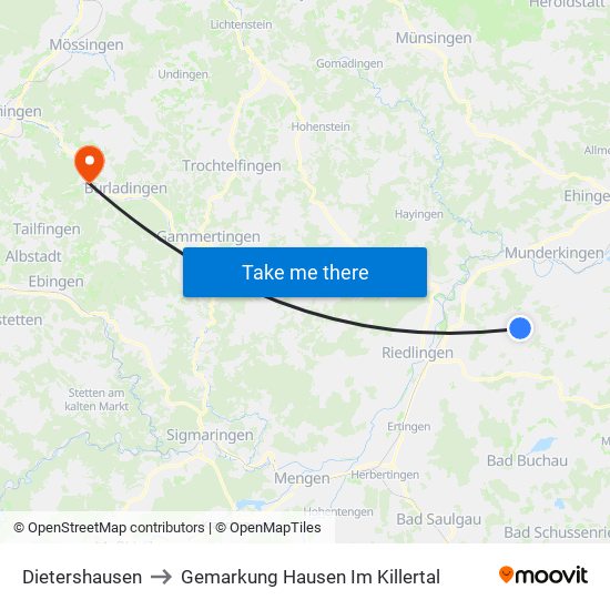 Dietershausen to Gemarkung Hausen Im Killertal map