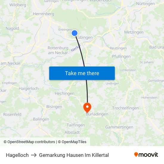 Hagelloch to Gemarkung Hausen Im Killertal map