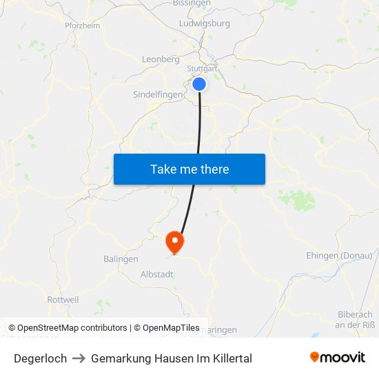 Degerloch to Gemarkung Hausen Im Killertal map