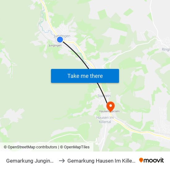 Gemarkung Jungingen to Gemarkung Hausen Im Killertal map