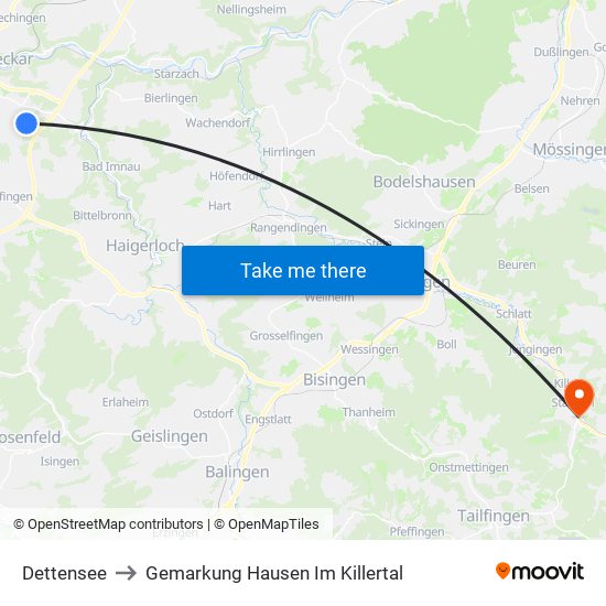 Dettensee to Gemarkung Hausen Im Killertal map