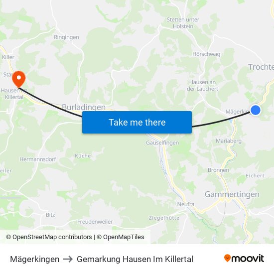 Mägerkingen to Gemarkung Hausen Im Killertal map