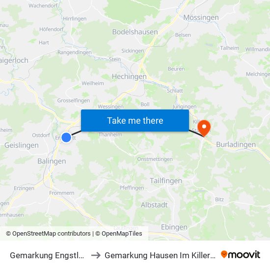 Gemarkung Engstlatt to Gemarkung Hausen Im Killertal map