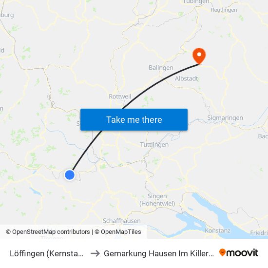 Löffingen (Kernstadt) to Gemarkung Hausen Im Killertal map