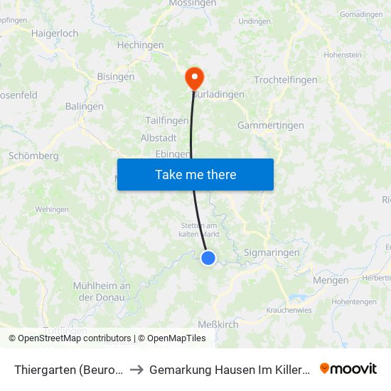 Thiergarten (Beuron) to Gemarkung Hausen Im Killertal map