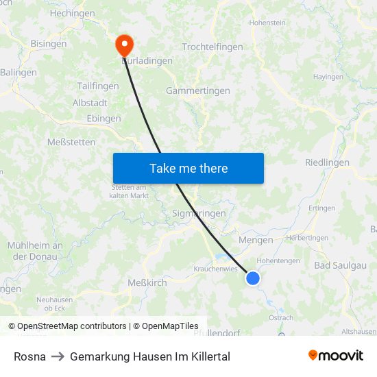 Rosna to Gemarkung Hausen Im Killertal map