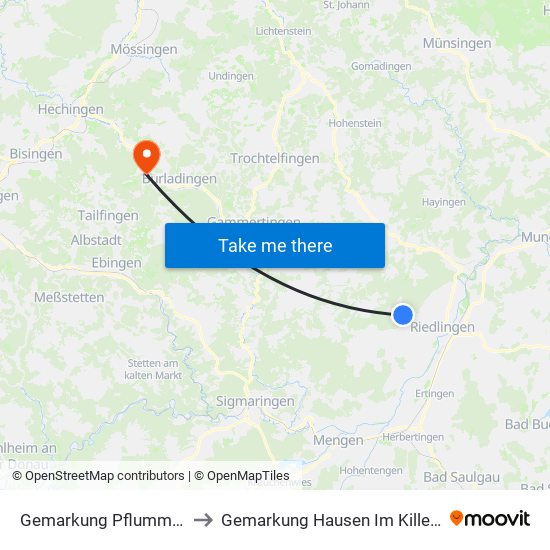 Gemarkung Pflummern to Gemarkung Hausen Im Killertal map