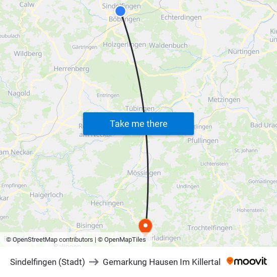 Sindelfingen (Stadt) to Gemarkung Hausen Im Killertal map