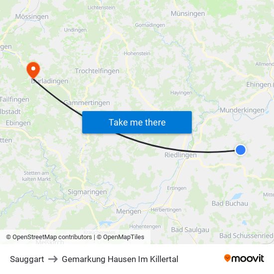Sauggart to Gemarkung Hausen Im Killertal map