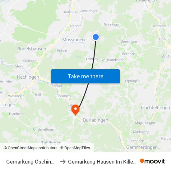 Gemarkung Öschingen to Gemarkung Hausen Im Killertal map