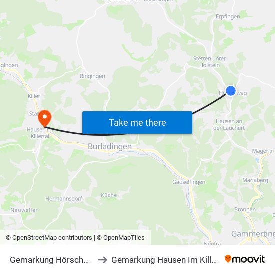 Gemarkung Hörschwag to Gemarkung Hausen Im Killertal map