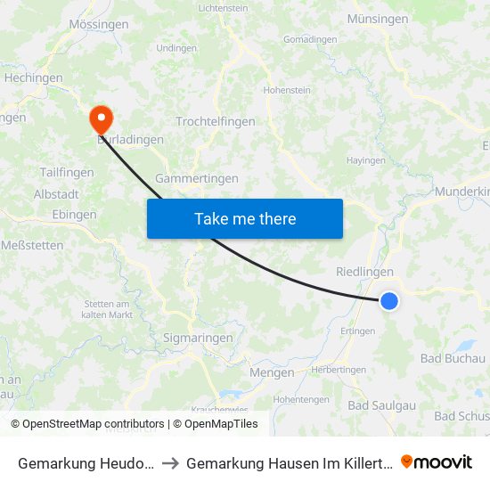 Gemarkung Heudorf to Gemarkung Hausen Im Killertal map