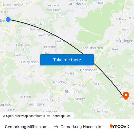 Gemarkung Mühlen am Neckar to Gemarkung Hausen Im Killertal map