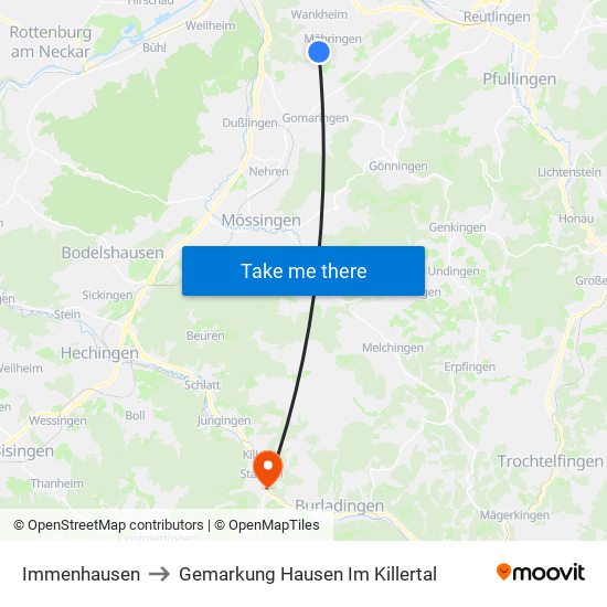 Immenhausen to Gemarkung Hausen Im Killertal map