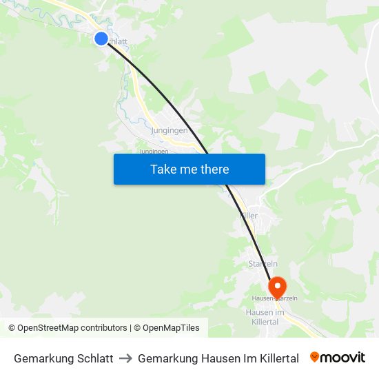 Gemarkung Schlatt to Gemarkung Hausen Im Killertal map