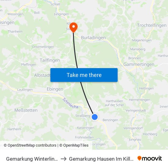 Gemarkung Winterlingen to Gemarkung Hausen Im Killertal map