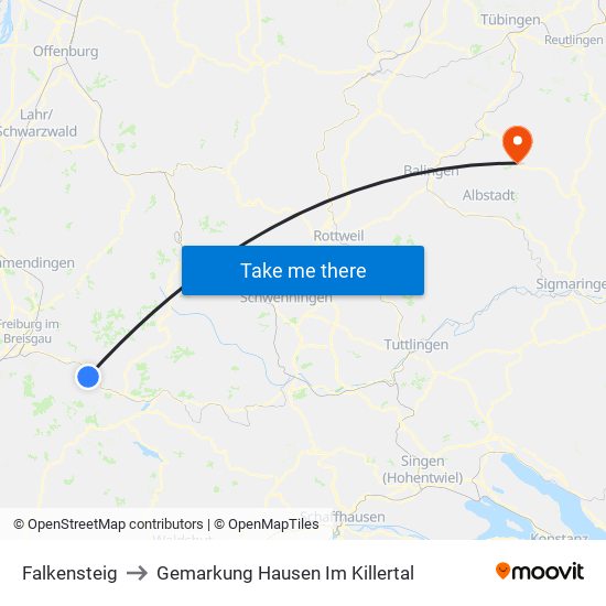 Falkensteig to Gemarkung Hausen Im Killertal map