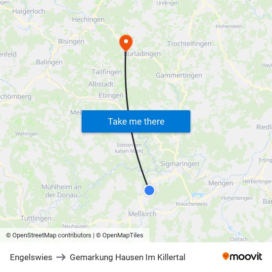 Engelswies to Gemarkung Hausen Im Killertal map