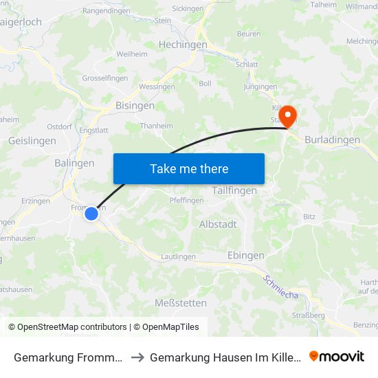 Gemarkung Frommern to Gemarkung Hausen Im Killertal map