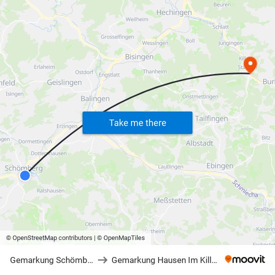 Gemarkung Schömberg to Gemarkung Hausen Im Killertal map