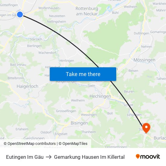 Eutingen Im Gäu to Gemarkung Hausen Im Killertal map
