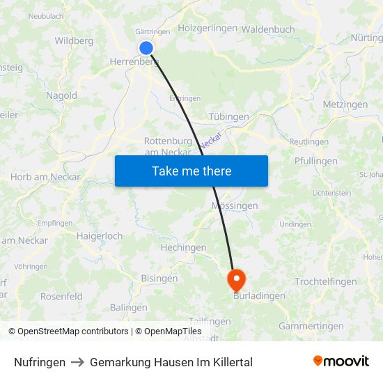 Nufringen to Gemarkung Hausen Im Killertal map