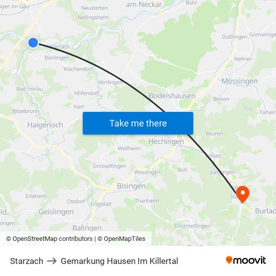 Starzach to Gemarkung Hausen Im Killertal map