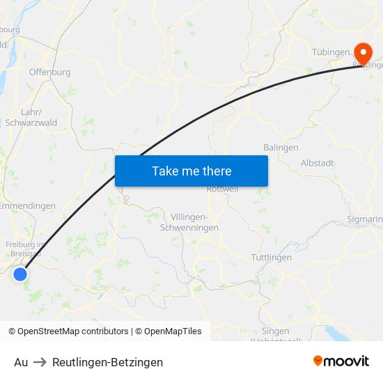 Au to Reutlingen-Betzingen map